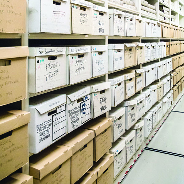 File boxes in the archival vault