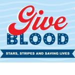 American Red Cross - Give Blood: Stars, Stripes and Saving Lives logo in red, white and blue