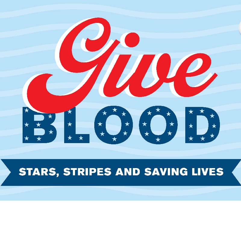 American Red Cross - Give Blood: Stars, Stripes and Saving Lives logo in red, white and blue