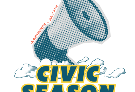 Civic Season logo with megaphone graphic.