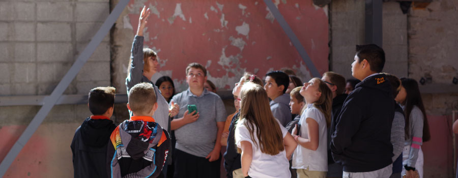 A school group touring the Old Idaho Penitentiary