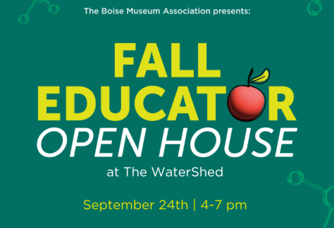 Green background with yellow text and the event's title "Fall Educator Open House at the WaterShed"