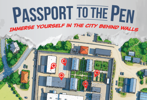 Passport to the Pen event logo with site map artwork.