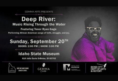 Image of Ryan Gage with purple sweater and black background with information about the event.