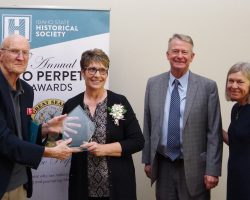Mary Schmidt Grangeville Accepting the Esto Perpetua Award