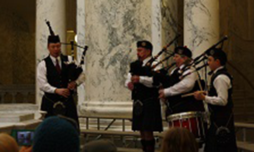 Idaho Day 2017 Men Playing Bagpipes at the Capitol Building